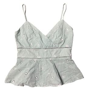 Mi Ami Sage Green Embroidered Eyelet Top Size Small